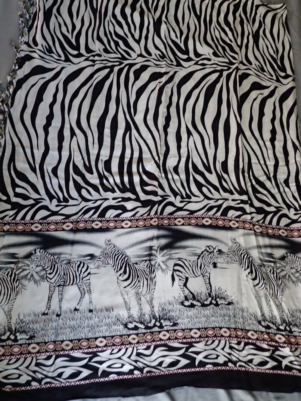 Zebra print Fringe Wrap Scarf